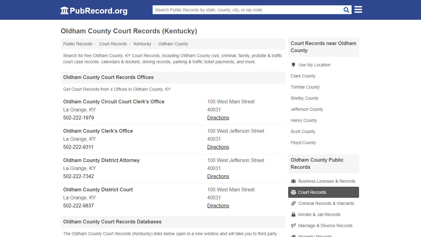 Oldham County Court Records (Kentucky) - PubRecord.org